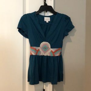 Anthropologie Top with Geometric Detail